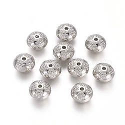 Legierung Tibetische Perlen, Rondell, Platin Farbe, 10x7 mm, Bohrung: 1.4 mm