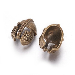 Supports en alliage de perle de strass de style tibétain, casque de gladiateur, bronze antique, convient pour strass de 1 mm, 16.5x12x9mm, Trou: 1.6mm
