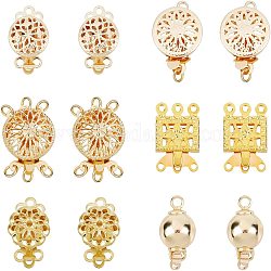 PH PandaHall Layering Clasps, 12 Sets 6 Styles Filigree Box Clasps Single/Multi-Strand Necklace Clasp Bracelet Layered Connector Jewelry Clasp for Earring Bracelet Necklace DIY Crafts, Golden