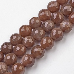 Natürliche sunstone Perlenstränge, facettiert, Runde, 10 mm, Bohrung: 1 mm, ca. 39 Stk. / Strang, 15.3 Zoll (39 cm)