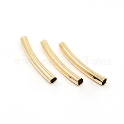 Ottone perle tubo liscio curve, perline a tubo curvo, oro chiaro, 25x3mm, Foro: 2 mm