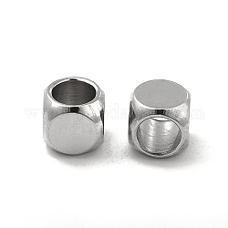201 cuentas de cubo de acero inoxidable, color acero inoxidable, 4x4x4mm, agujero: 2.8 mm