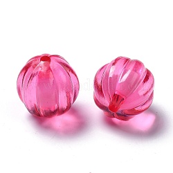 Perline acrilico trasparente, perline in perline, tondo, zucca, rosa intenso, 22mm, Foro: 3 mm, circa 140pcs/500g