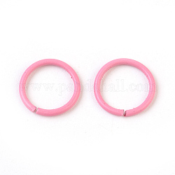 Iron Jump Rings, Open Jump Rings, Hot Pink, 18 Gauge, 10x1mm, Inner Diameter: 8mm