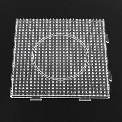 Квадратный абв пластикового pegboards, используемый для 5x5мм поделок hama бисер бусинов, прозрачные, 146x146x7 мм