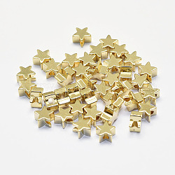 Langlebige plattierte Messingperlen, echtes 18k vergoldet, Nickelfrei, Stern, 5x5x3 mm, Bohrung: 1.5 mm