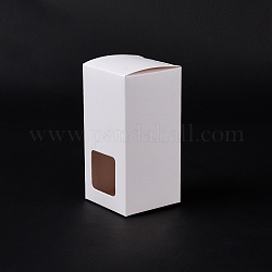Cardboard Paper Gift Box, with PVC Visual Window, for Pie, Cookies, Goodies Storage, Rectangle, White, 5.1x5.1x10cm