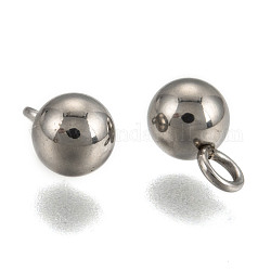 Smooth 201 Stainless Steel Pendant End Piece, Stainless Steel Color, 10x6mm, Hole: 2.5mm