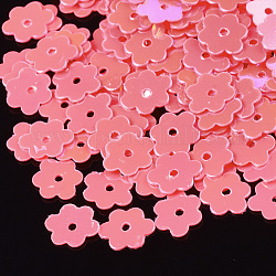Ornament Zubehör, PVC-Kunststoff paillette / Pailletten Perlen, Blume, Licht Korallen, 6x7~7.5x0.4 mm, Bohrung: 1 mm, ca. 35000 Stk. / 500 g