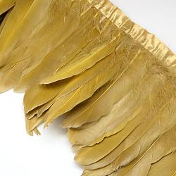 Mode Gänsefeder Stoffstrang Kostümzubehör, dunkel Goldrute, 100~180x38~62 mm, ca. 2 m / Packung