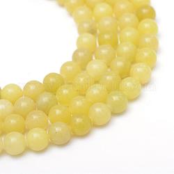 Runde natürliche Topazjade Perle Stränge gefärbt, 8~9 mm, Bohrung: 1 mm, ca. 46 Stk. / Strang, 15.3 Zoll