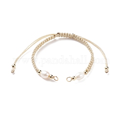Braccialetto di perle intrecciate in poliestere semifinito, con anelli di salto, per la realizzazione di braccialetti con connettori regolabili, cachi chiaro, 12-5/8 pollice (32 cm), 5~6.5mm