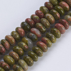 Natur Unakit Perlen Stränge, Rondell, 4.5~5x2~2.5 mm, Bohrung: 0.8 mm, ca. 166 Stk. / Strang, 15.3 Zoll (38.5 cm)