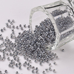 Perline di semi di vetro rotonde di grado 12/0, ceylon, grigio ardesia, 2x1.5mm, Foro: 0.7 mm, circa 48500pcs/libbra
