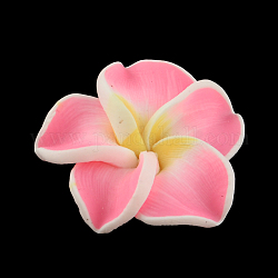 Plumeria hecha a mano de arcilla polimérica flor 3D abalorios, rosa, 30x11mm, agujero: 2 mm