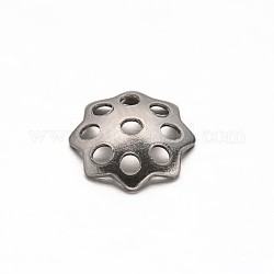 Multi-Petal Flower 304 Stainless Steel Bead Caps, Stainless Steel Color, 8x2mm, Hole: 1mm