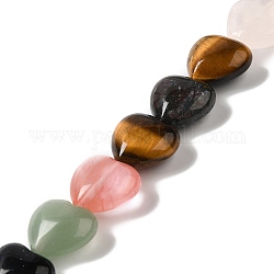 Naturali e sintetici misti perline pietra preziosa fili, cuore, 15x16x7.5mm, Foro: 1 mm, circa 12pcs/filo, 6.97''~7.09'' (17.7~18 cm)