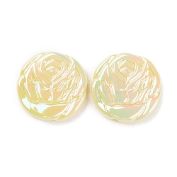 Perles acryliques plaqués UV, iridescent, fleur, jaune, 23.5x23x5.5mm, Trou: 2mm
