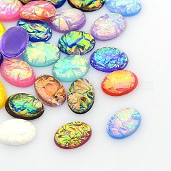 Résine ovale cabochons imiter d'opale, couleur mixte, 25x18x9mm