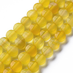 Natural Agate Beads Strands, Dyed & Heated, Faceted, Flat Round, Gold, 6x4mm, Hole: 1mm, about 62pcs/strand, 14.76 inch(37.5cm)