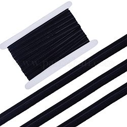 Gorgecraft Cordon élastique tricoté antidérapant en polyester de 10 mètre, bande élastique de préhension en silicone pour la couture de vêtements, plat, noir, 10mm