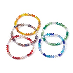 Braccialetti elasticizzati con perline di vetro da donna, colore misto, diametro interno: 2-1/8 pollice (5.4 cm)