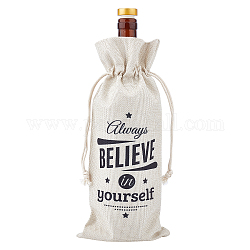 Мешки для упаковки вина из джутовой ткани, сумка для шнурка, прямоугольник со словом, слово, 34x15 см