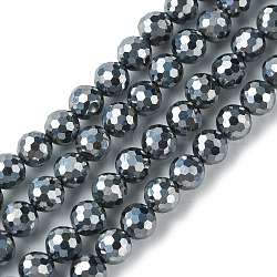 Brins de perles de pierre synthétique térahertz, facette, ronde, 6~6.5mm, Trou: 1mm, Environ 60~61 pcs/chapelet, 14.76~14.96 pouce (37.5~38 cm)