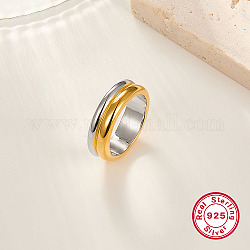 Двухцветные кольца из стерлингового серебра 925 пробы с рифлением, платиной и золотом, 6 мм, внутренний диаметр: 18 мм