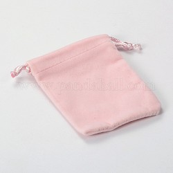 Rectángulo de joya bolsas de terciopelo, rosa, 8.8x7 cm