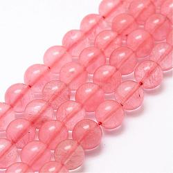 Chapelets de perles cerise quartz en verre, ronde, 6mm, Trou: 1mm, Environ 61 pcs/chapelet, 16 pouce