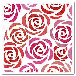 Plantillas de plantillas de pintura de dibujo hueco de plástico para mascotas, cuadrado, patrón de rosa, 18x18 cm