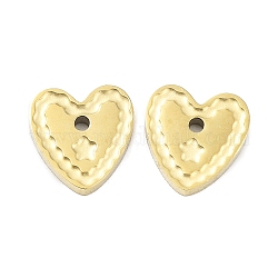 Ion Plating(IP) 316L Surgical Stainless Steel Charms, Heart with Flower Charm, Real 18K Gold Plated, 8x7.5x1.5mm, Hole: 1mm