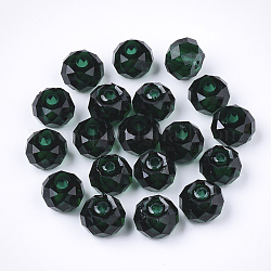 Transparenten Harzkügelchen, facettiert, Rondell, dunkelgrün, 7.5~8x5~5.5 mm, Bohrung: 1.5 mm