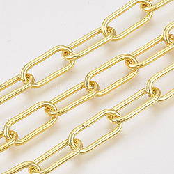 Unwelded Iron Paperclip Chains, Drawn Elongated Cable Chains, with Spool, Golden, 16x7x1.6mm, about 82.02 Feet(25m)/roll