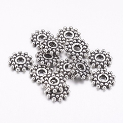 Gear Tibetan Silver Spacer Beads, Lead Free & Nickel Free & Cadmium Free, Antique Silver, about 9mm in diameter, Hole: 2.5mm