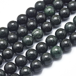 Fili di perle di giada nera natura myanmar, tondo, 10mm, Foro: 1 mm, circa 40pcs/filo, 15.75 pollice (40 cm)