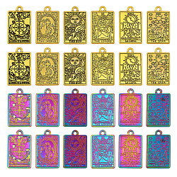 CHGCRAFT 24Pcs 12 Style Alloy Pendants, Rectangle with Tarot Charm, Mixed Color, 23~23.5x14~14.5x1.5mm, Hole: 1.8~2mm, 2pcs/style