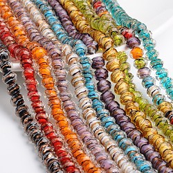 Handmade Gold Sand Lampwork Rondelle Beads Strands, Faceted, Mixed Color, 12x9mm, Hole: 1mm, 40pcs/strand, 14.2~15.4 inch
