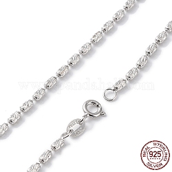 Rhodinierte Halskette aus 925 Sterlingsilber mit Perlenketten für Damen, strukturiert, mit 925 Stempel & Karabinerverschluss, Echt platiniert, 18 Zoll (45.6 cm)