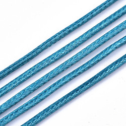 Cuerdas de poliéster encerado, para la fabricación de la joya, cielo azul profundo, 1.5mm, aproximamente 10 m / rollo
