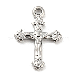 304 Stainless Steel Pendants, Crucifix Cross Charm, Stainless Steel Color, 20x9x1.5mm, Hole: 1.7mm