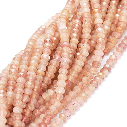 Fragola naturale perle di quarzo fili, sfaccettato, rondelle, 5x3~3.5mm, Foro: 0.8 mm, circa 106pcs/filo, 15.43'' (39.2 cm)