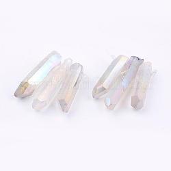 Perles de verre graduées en cristal de quartz naturel électrolytique, pépites, fumée blanche, 21~43x5~13mm, Trou: 1mm, 3 pièces / kit