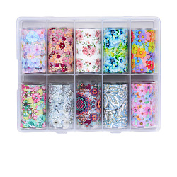 Nail Art Transfer Stickers, Nail Decals, DIY Nail Tips Decoration for Women, Flower Pattern, Colorful, 100x4cm, 10sheets/box