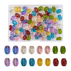 Cheriswelry 96pcs 8 colores hebras de perlas de vidrio transparente, oval, color mezclado, 11x8x5.5mm, agujero: 1 mm, 12 piezas / color