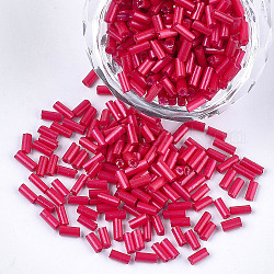 Perline di tromba in vetro, foro rotondo, colori opachi, rosso ciliegia, 3~5x1.5~2mm, Foro: 0.8 mm, circa 15000pcs/scatola