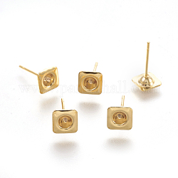 Componentes de oreja de 304 acero inoxidable, cuadrado, dorado, 13mm, cuadrado: 6x6x2 mm, Bandeja: 3 mm, pin: 0.7 mm