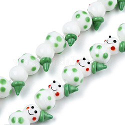 Fili di perline murano fatto a mano, pupazzo di neve, verde mare medio, 22x15x13mm, Foro: 1.5 mm, circa 25pcs/filo, 19.29 pollice (49 cm)