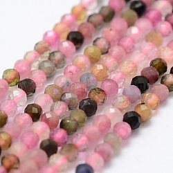 Natürlichen Turmalin Perlen Stränge, facettiert, Runde, Mischfarbe, 2 mm, Bohrung: 0.5 mm, ca. 156 Stk. / Strang, 14.9 Zoll (38 cm)
